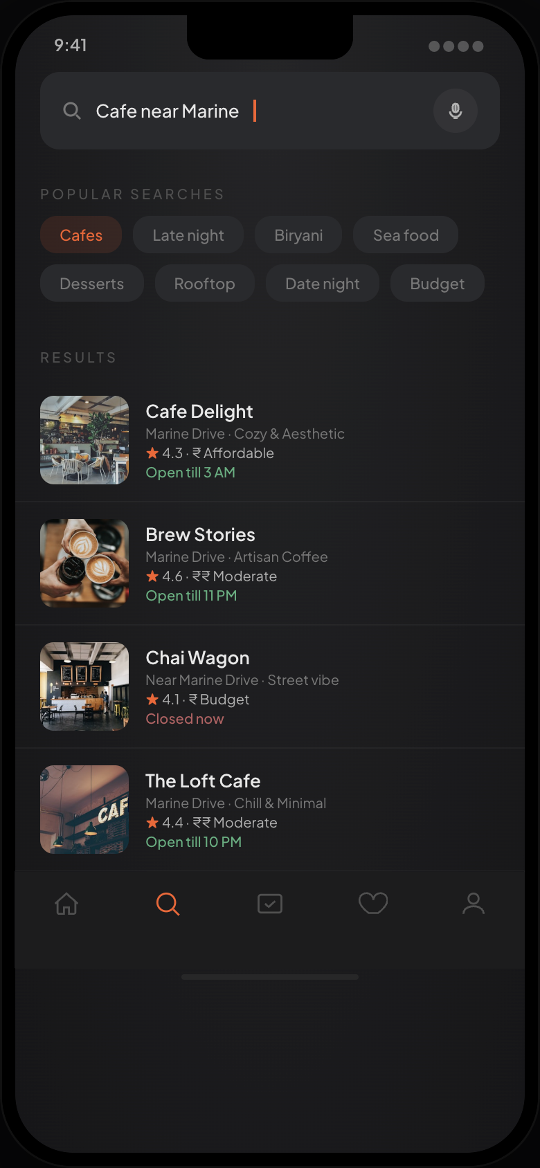 QuickBytes feed screen